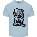 A Skeleton Photographer Photography Mens Cotton T-Shirt Tee Top Light Blue