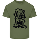 A Skeleton Photographer Photography Mens Cotton T-Shirt Tee Top Military Green