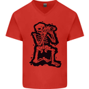 A Skeleton Photographer Photography Mens V-Neck Cotton T-Shirt Red