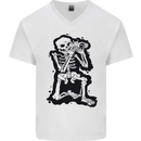 A Skeleton Photographer Photography Mens V-Neck Cotton T-Shirt White