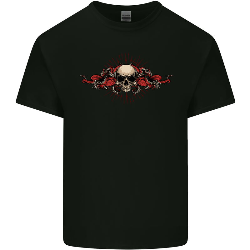 A Skull With Tentacles Mens Cotton T-Shirt Tee Top Black