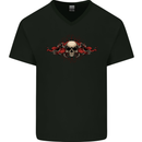 A Skull With Tentacles Mens V-Neck Cotton T-Shirt Black