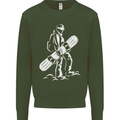 A Snowboarder Snowboarding Mens Sweatshirt Jumper Forest Green