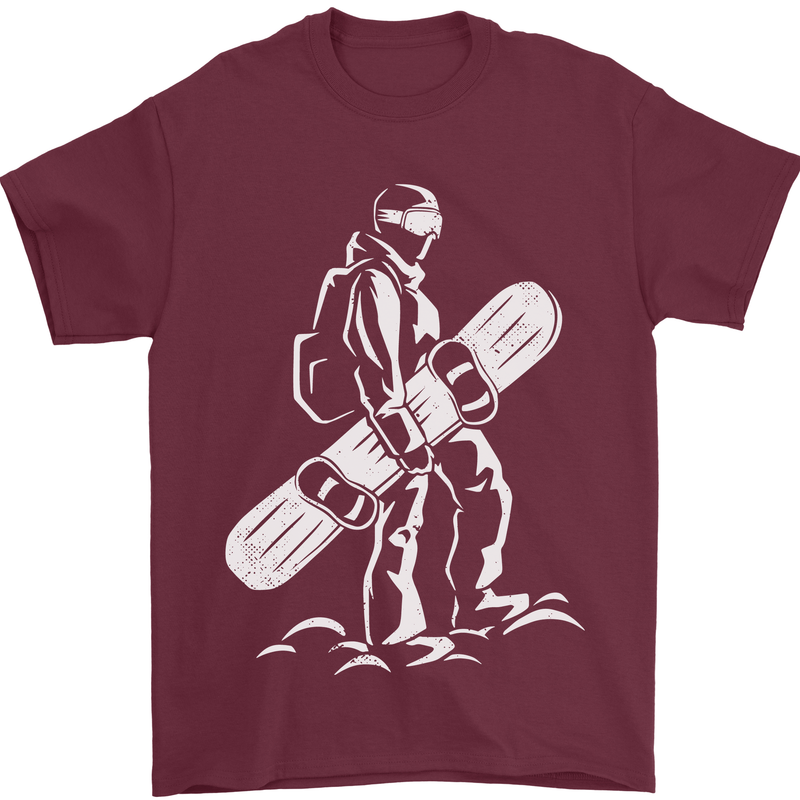 A Snowboarder Snowboarding Mens T-Shirt 100% Cotton Maroon