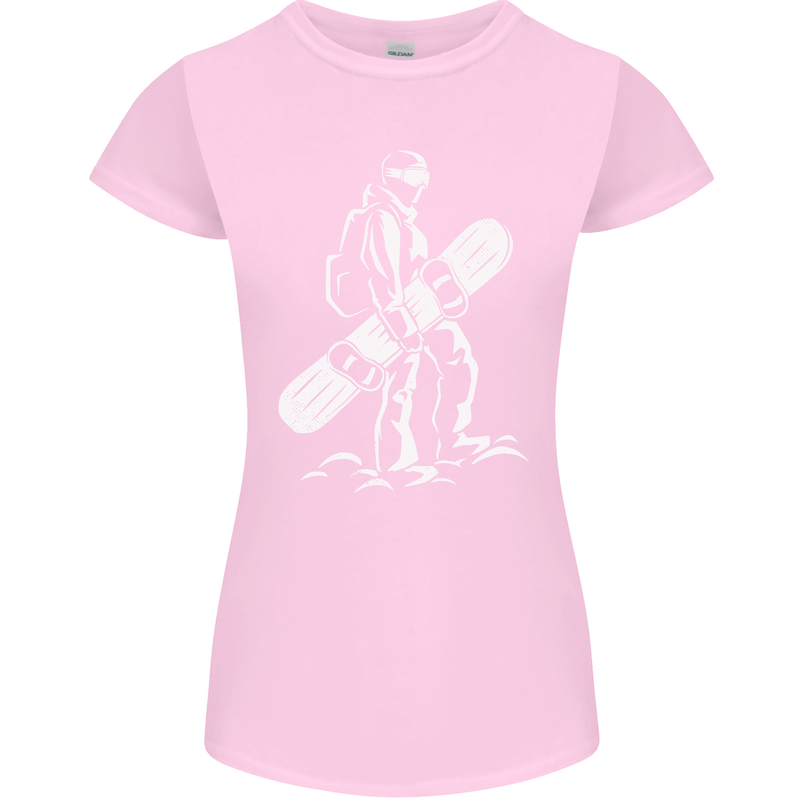 A Snowboarder Snowboarding Womens Petite Cut T-Shirt Light Pink