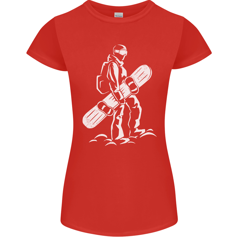 A Snowboarder Snowboarding Womens Petite Cut T-Shirt Red