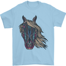A Tribal Horse Equestrian Mens T-Shirt 100% Cotton Light Blue
