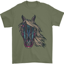 A Tribal Horse Equestrian Mens T-Shirt 100% Cotton Military Green