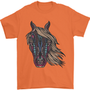 A Tribal Horse Equestrian Mens T-Shirt 100% Cotton Orange