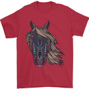 A Tribal Horse Equestrian Mens T-Shirt 100% Cotton Red