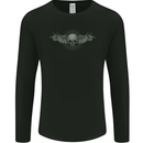 A Tribal Skull With Wings Gothic Goth Rock Music Mens Long Sleeve T-Shirt Black