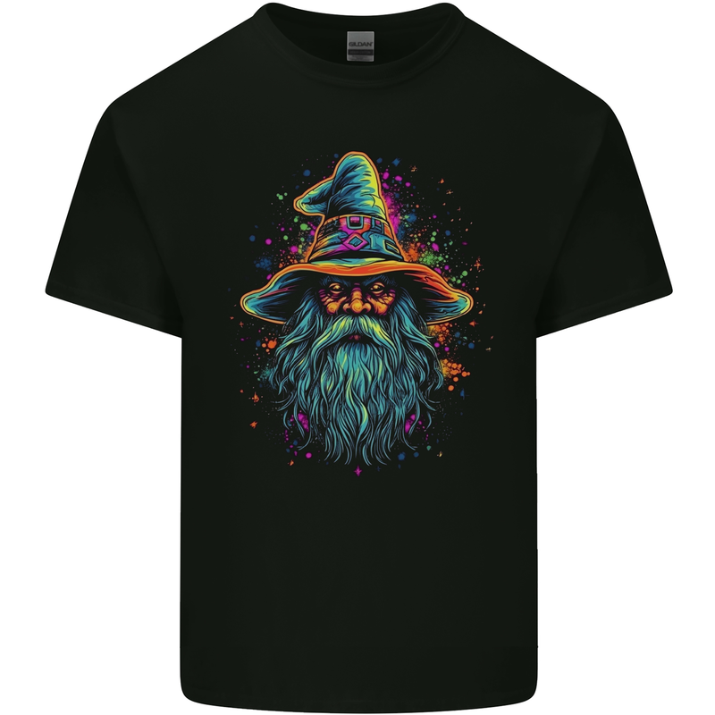 A Trippy Old Fantasy Wizard Mens Cotton T-Shirt Tee Top Black