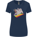 A Unicorn Pug Dog Womens Wider Cut T-Shirt Navy Blue