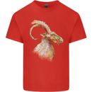 A Watercolour Goat Farming Mens Cotton T-Shirt Tee Top Red