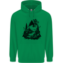 Abstract Outdoors Camping Bushcraft Hiking Trekking Mens 80% Cotton Hoodie Irish Green