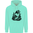 Abstract Outdoors Camping Bushcraft Hiking Trekking Mens 80% Cotton Hoodie Peppermint