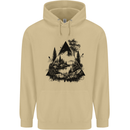 Abstract Outdoors Camping Bushcraft Hiking Trekking Mens 80% Cotton Hoodie Sand
