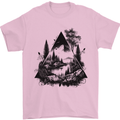 Abstract Outdoors Camping Bushcraft Hiking Trekking Mens T-Shirt 100% Cotton Light Pink