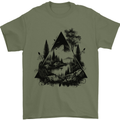 Abstract Outdoors Camping Bushcraft Hiking Trekking Mens T-Shirt 100% Cotton Military Green