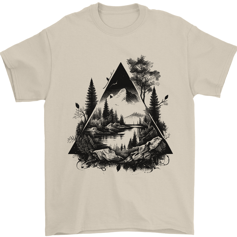 Abstract Outdoors Camping Bushcraft Hiking Trekking Mens T-Shirt 100% Cotton Sand