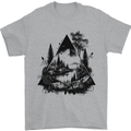 Abstract Outdoors Camping Bushcraft Hiking Trekking Mens T-Shirt 100% Cotton Sports Grey