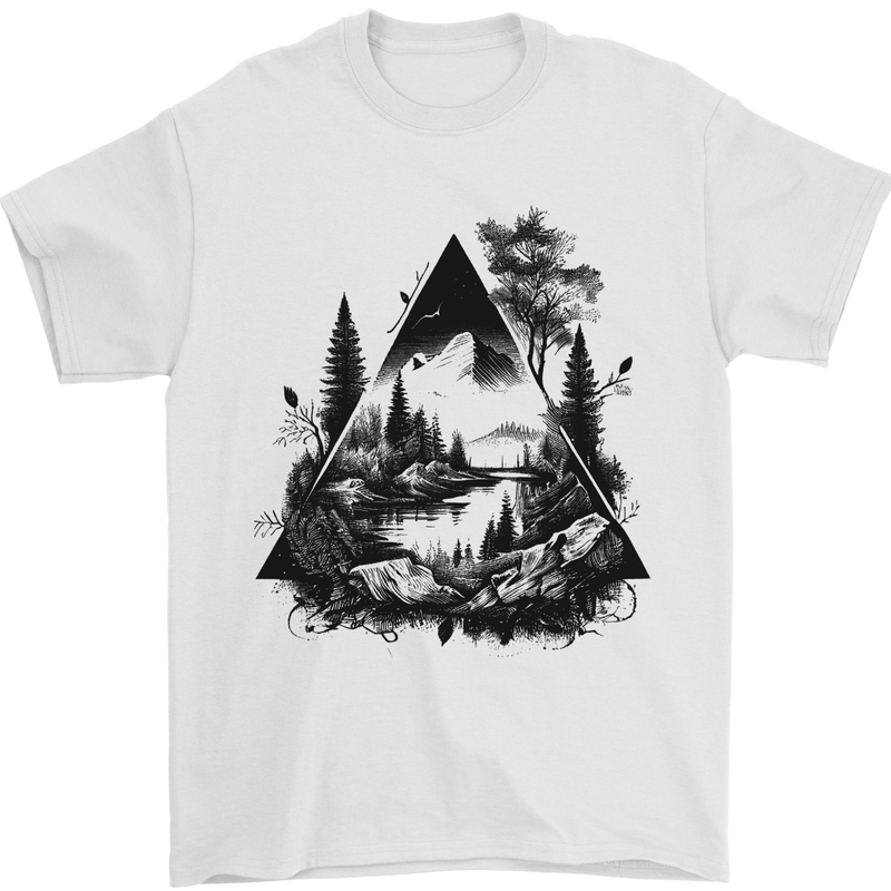 Abstract Outdoors Camping Bushcraft Hiking Trekking Mens T-Shirt 100% Cotton White