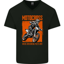 Adrenaline Dirt Motocross MotoX Dirt Bike Mens V-Neck Cotton T-Shirt Black