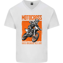 Adrenaline Dirt Motocross MotoX Dirt Bike Mens V-Neck Cotton T-Shirt White
