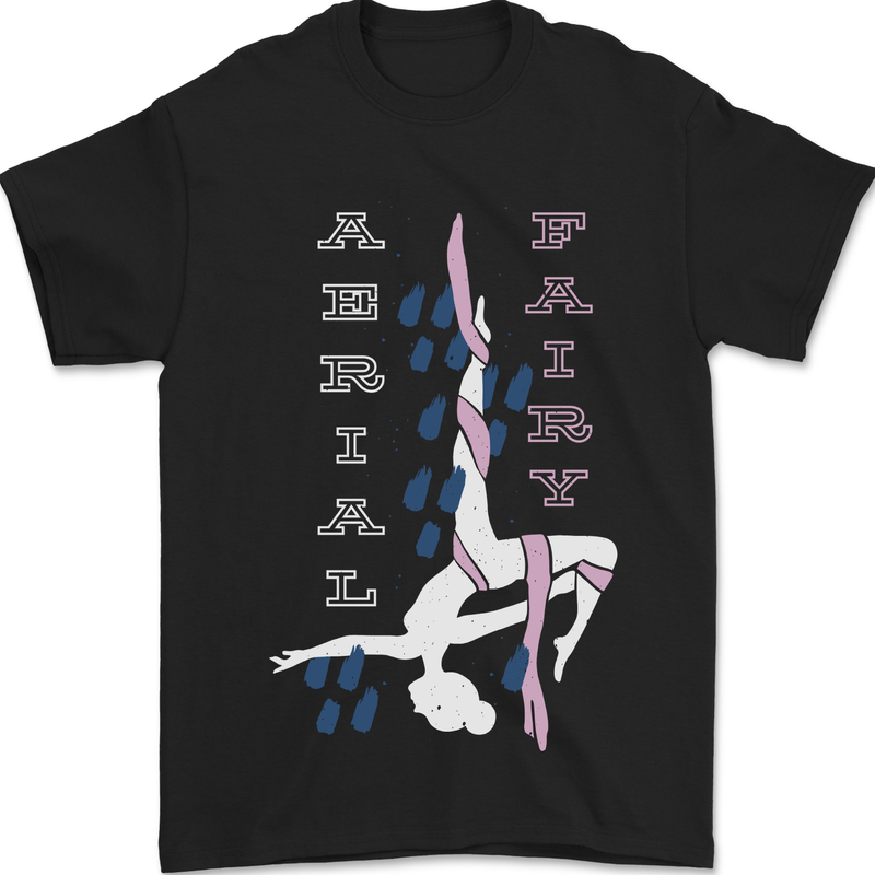 Aerial Fairy Silks Gymnastics Acrobatics Mens T-Shirt 100% Cotton Black