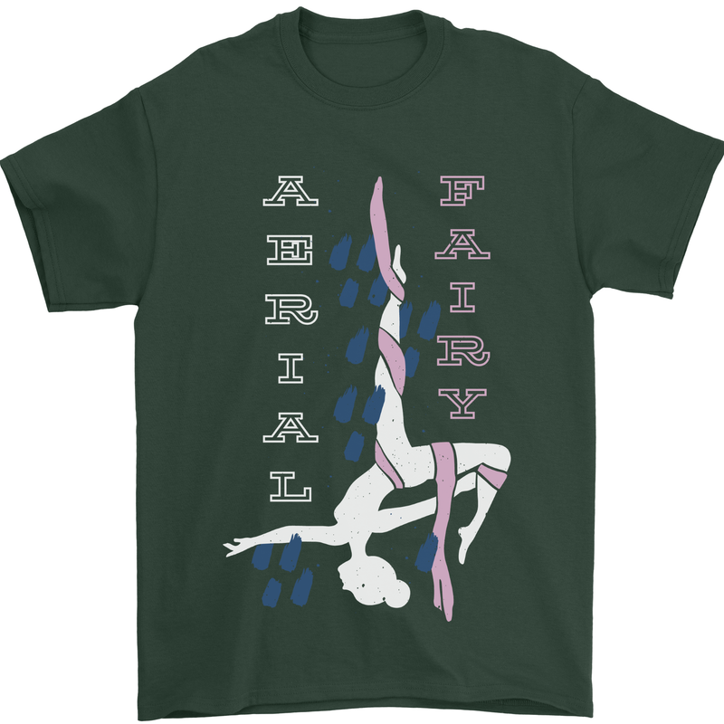 Aerial Fairy Silks Gymnastics Acrobatics Mens T-Shirt 100% Cotton Forest Green