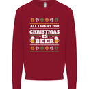 All I Want for Christmas Beer Funny Alcohol Xmas Kids Sweatshirt Jumper Red