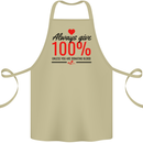 Always Give 100% Unless Blood Funny Donor Cotton Apron 100% Organic Khaki