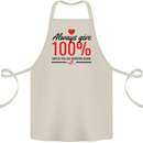 Always Give 100% Unless Blood Funny Donor Cotton Apron 100% Organic Natural