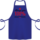 Always Give 100% Unless Blood Funny Donor Cotton Apron 100% Organic Royal Blue