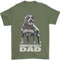 American Bully Dad Funny Fathers Day Dog Mens T-Shirt 100% Cotton Military Green