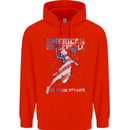 American Volleyball Player USA Flag Mens 80% Cotton Hoodie Bright Red