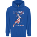 American Volleyball Player USA Flag Mens 80% Cotton Hoodie Royal Blue