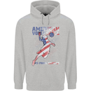 American Volleyball Player USA Flag Mens 80% Cotton Hoodie Sports Grey