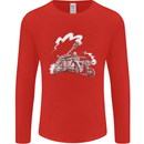 An Army Biker With Tank Skull Motorcycle Mens Long Sleeve T-Shirt Red
