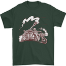 An Army Biker With Tank Skull Motorcycle Mens T-Shirt 100% Cotton Forest Green