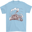 An Army Biker With Tank Skull Motorcycle Mens T-Shirt 100% Cotton Light Blue