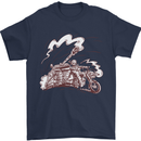 An Army Biker With Tank Skull Motorcycle Mens T-Shirt 100% Cotton Navy Blue