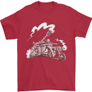 An Army Biker With Tank Skull Motorcycle Mens T-Shirt 100% Cotton Red