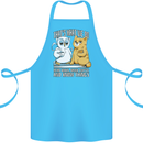 An Owl & Cat Book Reading Bibliophile Cotton Apron 100% Organic Turquoise