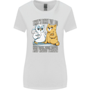 An Owl & Cat Book Reading Bibliophile Womens Wider Cut T-Shirt White