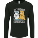 An Owl & Cat Book Reading Bookworm Mens Long Sleeve T-Shirt Black