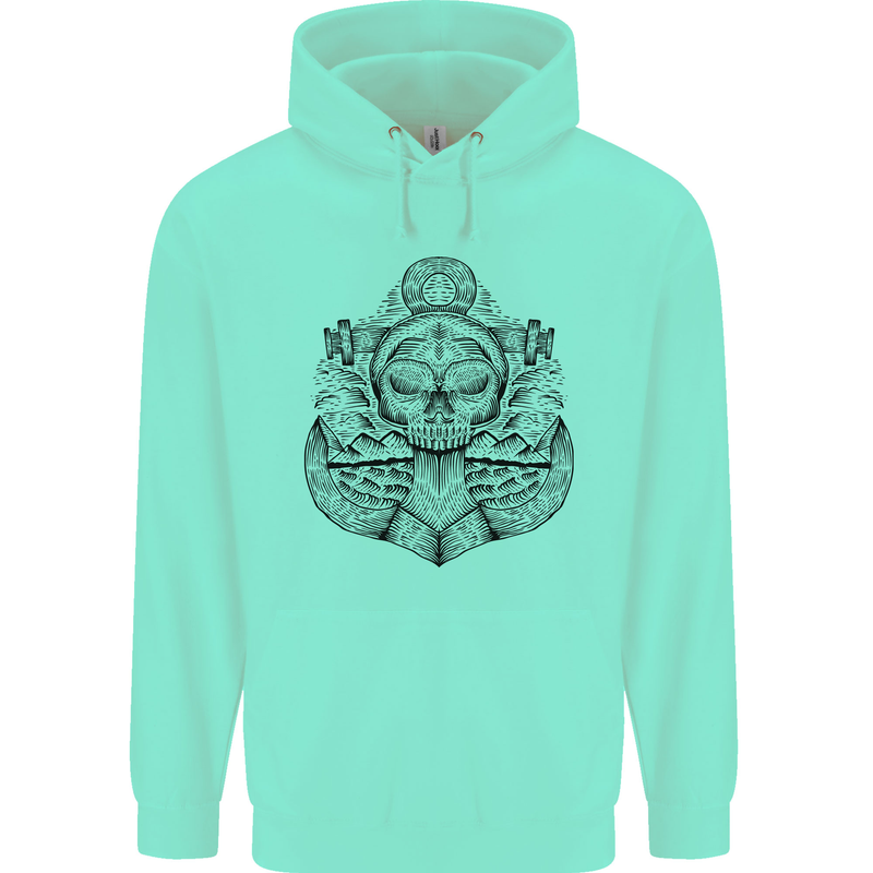 Anchor Skull Sailor Sailing Captain Pirate Ship Childrens Kids Hoodie Peppermint