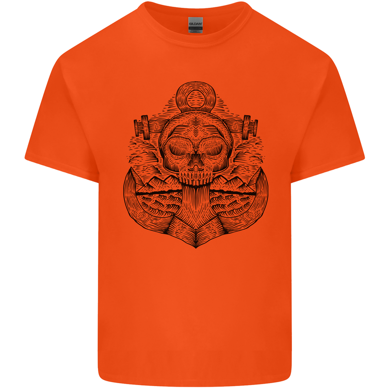 Anchor Skull Sailor Sailing Captain Pirate Ship Kids T-Shirt Childrens Orange