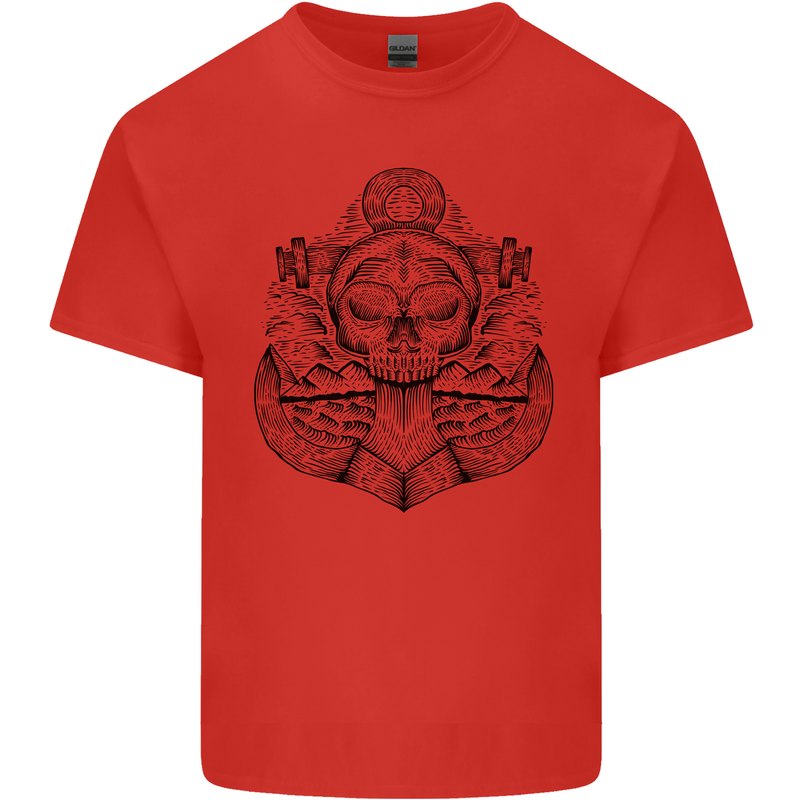 Anchor Skull Sailor Sailing Captain Pirate Ship Kids T-Shirt Childrens Red