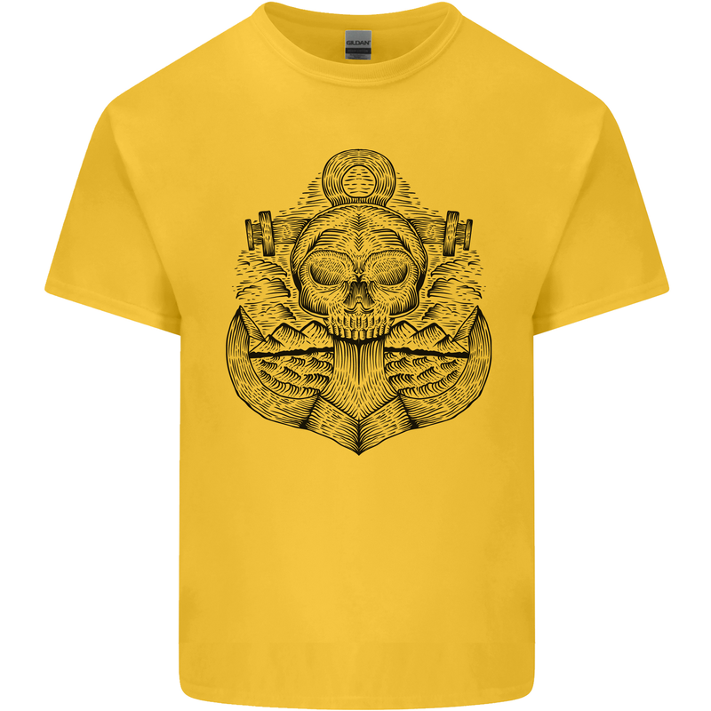 Anchor Skull Sailor Sailing Captain Pirate Ship Kids T-Shirt Childrens Yellow